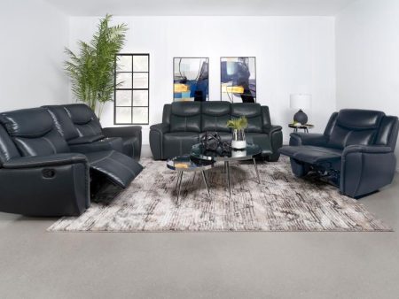 Sloane 3-Piece Upholstered Motion Reclining Sofa Set Blue Discount