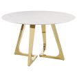 Gwynn Round Dining Table with Marble Top and Stainless Steel Base White and Gold For Cheap