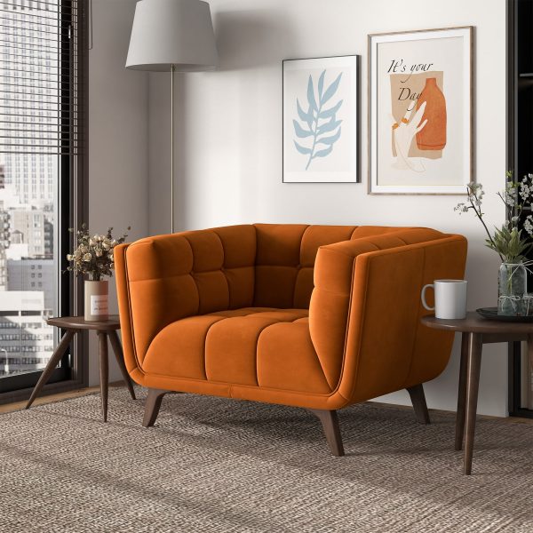 Addison Lounge Chair (Burnt Orange Velvet) For Discount