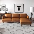 Lore  L-Shaped Genuine Leather Sectional In Tan Right Facing For Cheap