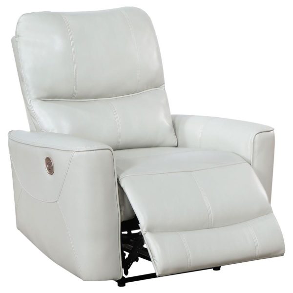 Greenfield Upholstered Power Recliner Chair Ivory Discount