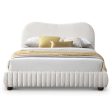 Norme Boucle Upholstered Low Profile Queen Size Platform Bed In Cream on Sale