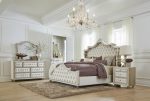 Antonella 5-Piece Eastern King Upholstered Tufted Bedroom Set Ivory and Camel Online now