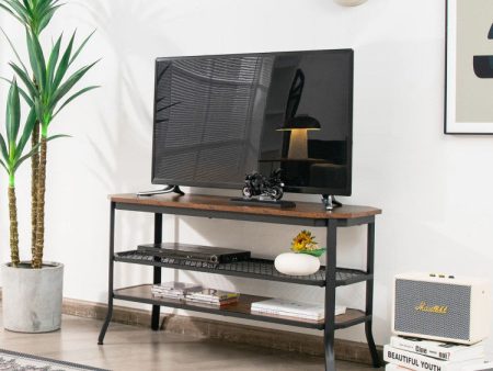 3-Tier Industrial Wooden TV Stand with Storage Shelves for TVs up to 46 Inch Hot on Sale