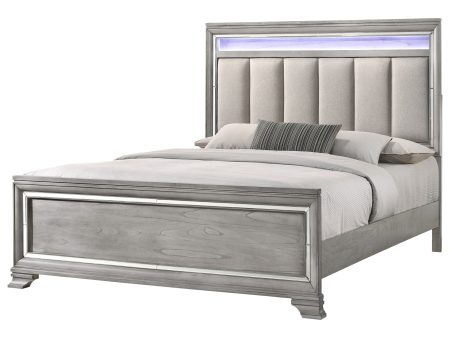 Vail Upholstered Bed with Mirrored Accents Discount