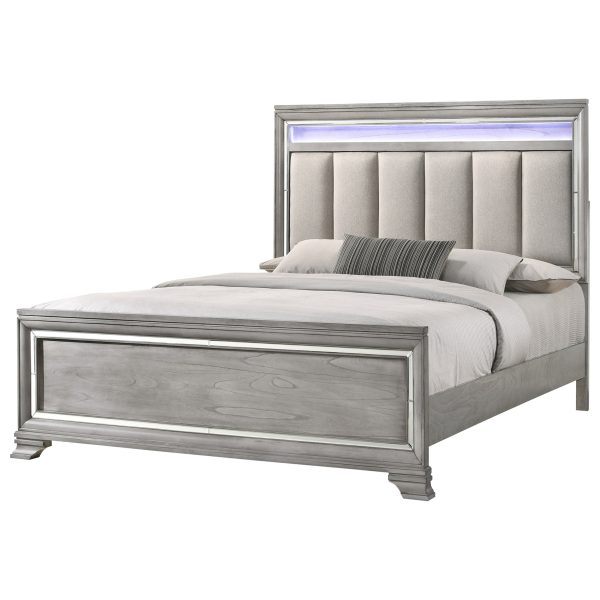 Vail Upholstered Bed with Mirrored Accents Discount