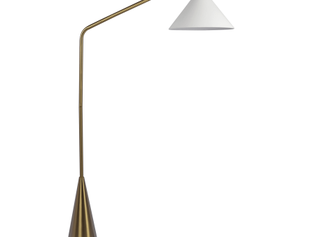 Lisbon Black Floor Lamp with On Off Switch Coned Base Hanging White Fabric Shade Discount