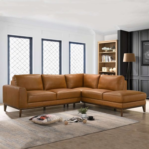 London  Leather Sectional Sofa Right Facing Online Sale