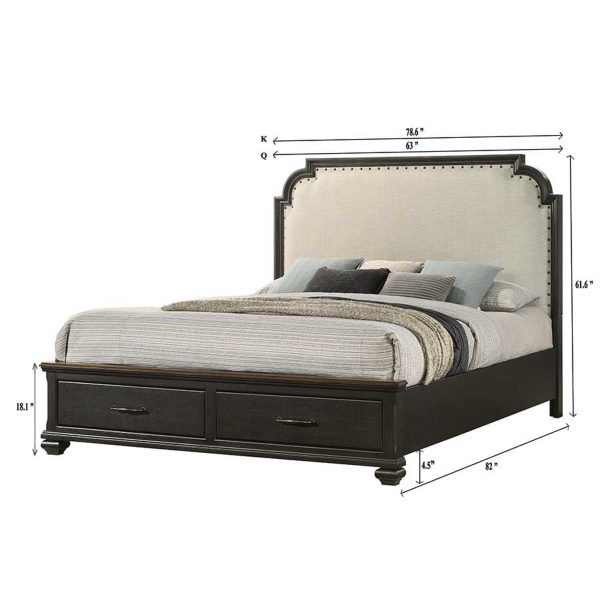 Hamilton Upholstered Storage Bed with Nailhead Trim Headboard Discount