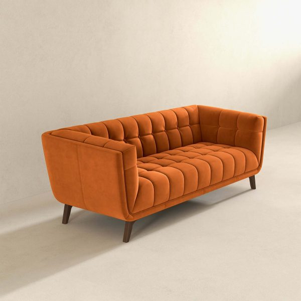 Addison Large Burnt-Orange Velvet Sofa Online now