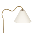 Majestic Brass Ring Base Curved Floor Lamp with Triangle White Drum Shade Discount