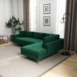 Mano  L-Shaped Velvet Sectional Sofa In Green Right Facing Discount