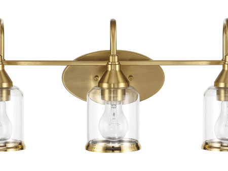 Twilight Three Lights Brushed Gold Contemporary Vanity Light 22 W × 10 H × 7.48 E with Clear Glass Hot on Sale