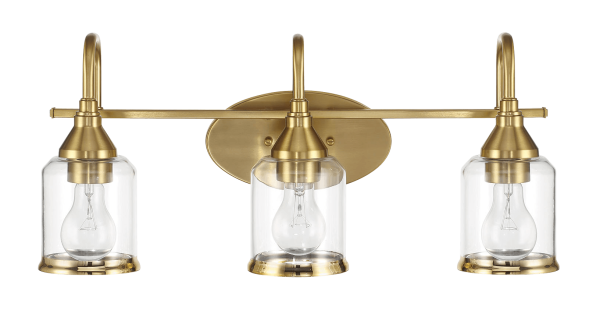 Twilight Three Lights Brushed Gold Contemporary Vanity Light 22 W × 10 H × 7.48 E with Clear Glass Hot on Sale