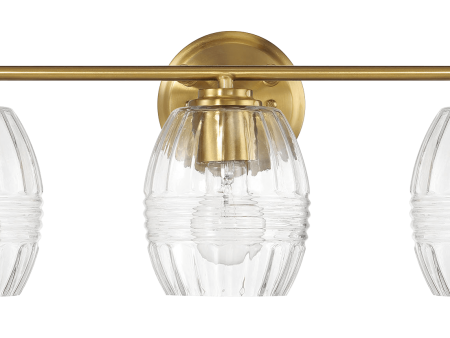 Luster Three Lights Vanity With Clear Glass for Bathrooms above Mirror  Wall Lamp - Satin Brass Fashion