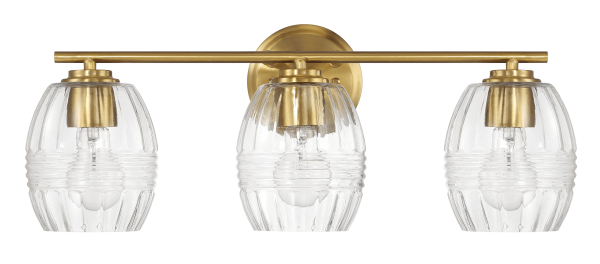 Luster Three Lights Vanity With Clear Glass for Bathrooms above Mirror  Wall Lamp - Satin Brass Fashion