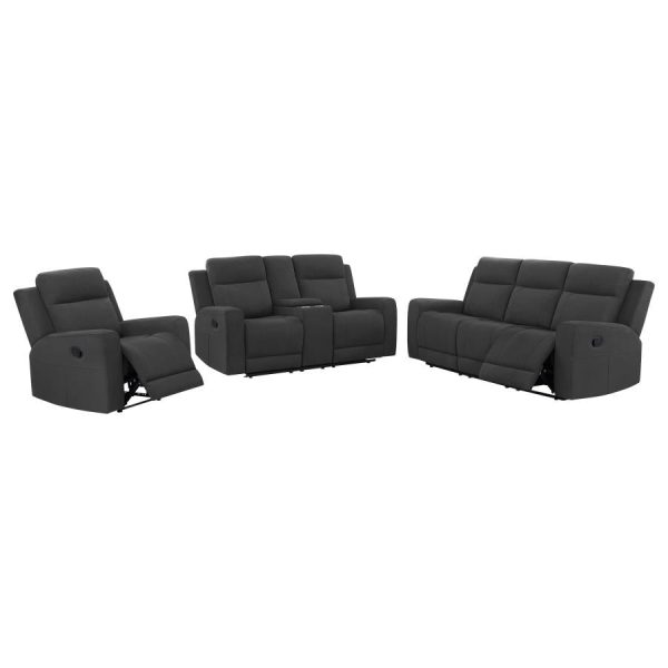 Brentwood 3-piece Upholstered Reclining Sofa Set Black Sale