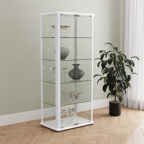 Aero 5-shelf Display Curio Cabinet with LED Lighting White Supply