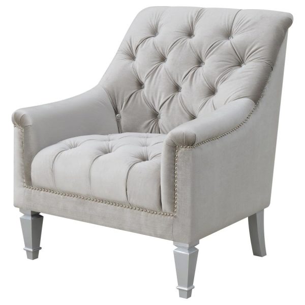 Avonlea Sloped Arm Tufted Chair Grey For Sale