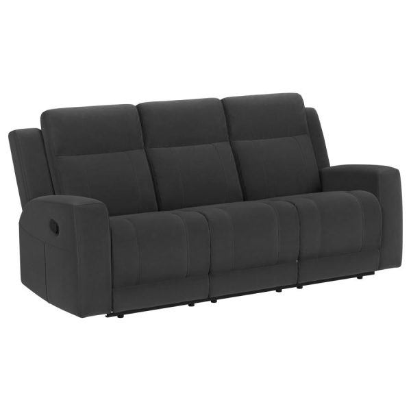 Brentwood 2-piece Upholstered Reclining Sofa Set Black For Cheap