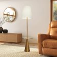 Celestial Modern Floor Lamp with Brass Accent Table with Large White Shade Hot on Sale