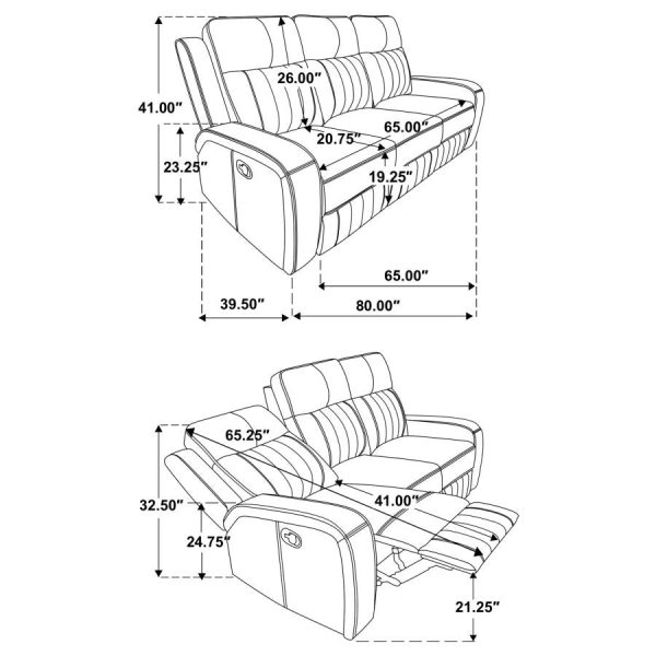 Raelynn 3-piece Upholstered Motion Reclining Sofa Set Grey For Sale