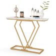 Gold Console Table with Diamond Shape Geometric Frame For Cheap