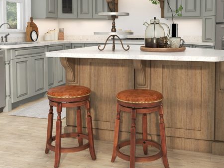 24 29 Inch Swivel Bar Stool Set of 2 with Upholstered Seat and Rubber Wood Frame Online