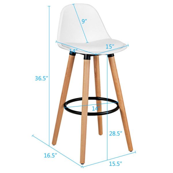 2 Pieces Mid-Century Barstool 28.5 Inch Dining Pub Chairs Cheap