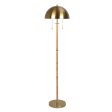 Allure 2-Light Floor Lamp, Gold Brass, Natural Rattan Tube , Double On Off Pull Chain Cheap