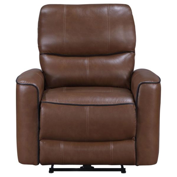 Greenfield Upholstered Power Recliner Chair Saddle Brown Hot on Sale