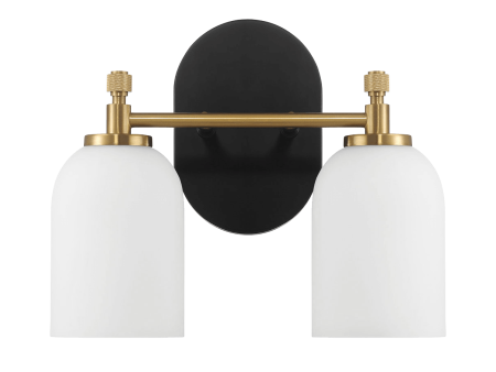 Vortex Two Lights Vanity in Traditional Style for Over Bathroom Mirror Wall Sconce 12.25 W × 10.125 H × 5.5 E With White Frosted Glass For Discount