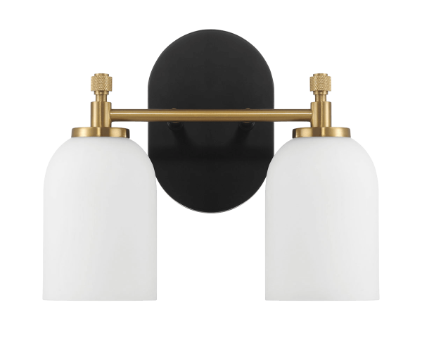 Vortex Two Lights Vanity in Traditional Style for Over Bathroom Mirror Wall Sconce 12.25 W × 10.125 H × 5.5 E With White Frosted Glass For Discount