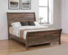 Frederick Sleigh Panel Bed Weathered Oak For Sale