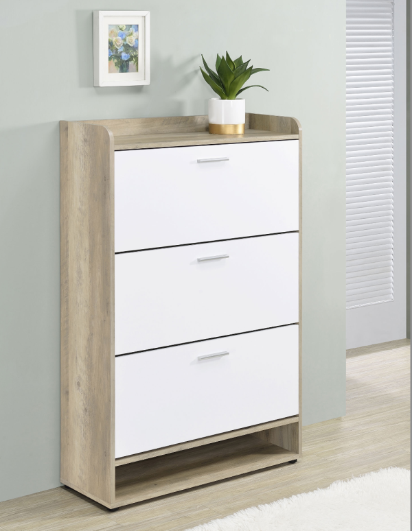 Denia 3-Tier Shoe Storage Cabinet Antique Pine And White Online