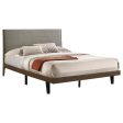 Mays Upholstered Platform Bed Walnut Brown and Grey Discount