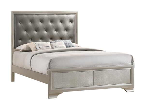 Salford Panel Bed Metallic Sterling and Charcoal Grey For Cheap