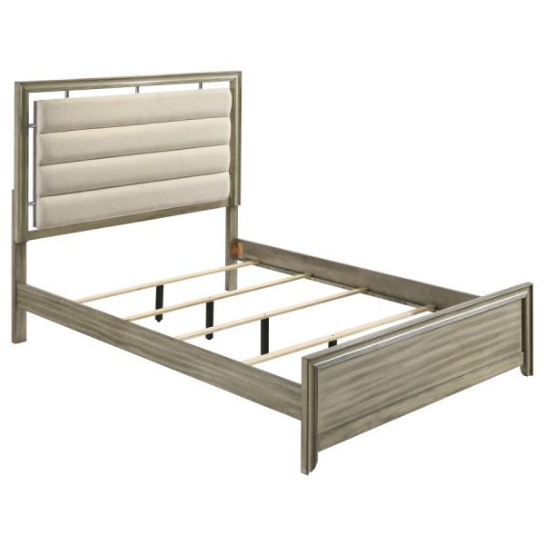 Giselle Wood Queen Panel Bed Rustic Beige Online Sale