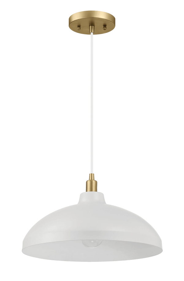 Astral Single Light White Pendant Lamp with Golder Brass Finish for Entrance Kitchen Island 14 D × 8 H For Cheap