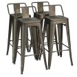 30 Inch Set of 4 Vintage Metal Bar Stool with Removable Middle Back Cheap