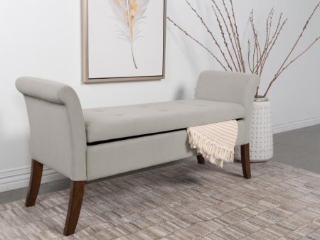 Farrah Upholstered Rolled Arms Storage Bench on Sale