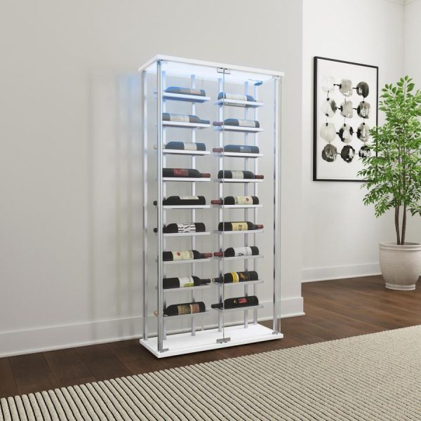 Montara Tempered Glass Wine Storage Display Curio Cabinet with LED Lighting Chrome Online