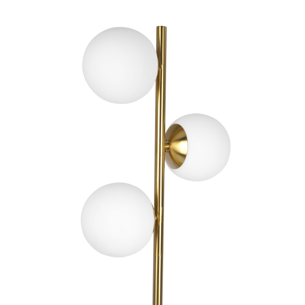 Brilliance Modern Gold Brush Floor Lamp, Opal Glass Shades and Round Metal Base Online Sale