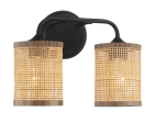 Quell Double Light Vanity With Natural Rattan Shade Wall Lamp on Sale