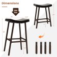 Bar Stools Set of 2 with PU Leather Upholstered Saddle Seat and Footrest Fashion