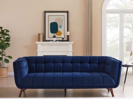 Addison Large Navy-Blue Velvet Sofa For Sale