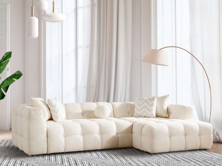 Alana Tufted Ivory Boucle Right Sectional Sofa For Discount