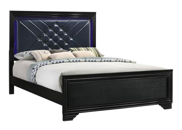 Penelope Bed with LED Lighting Black and Midnight Star on Sale