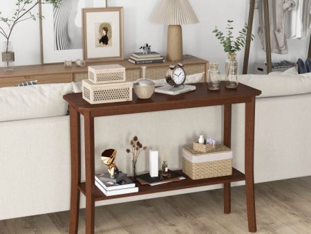 2-Tier Freestanding Wooden Console Table with Open Shelf Sale