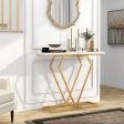 Gold Console Table with Diamond Shape Geometric Frame For Cheap